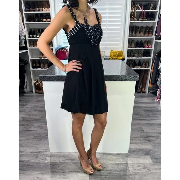 Sue Wong Black Dotted Silk Cocktail Dress $288 - Picture 8 of 9